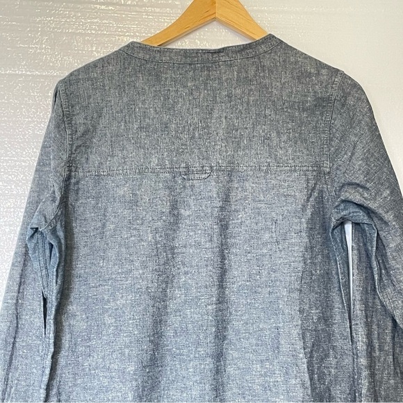 ROOTS chambray cotton/linen Button Up tunic dress - Picture 8 of 11